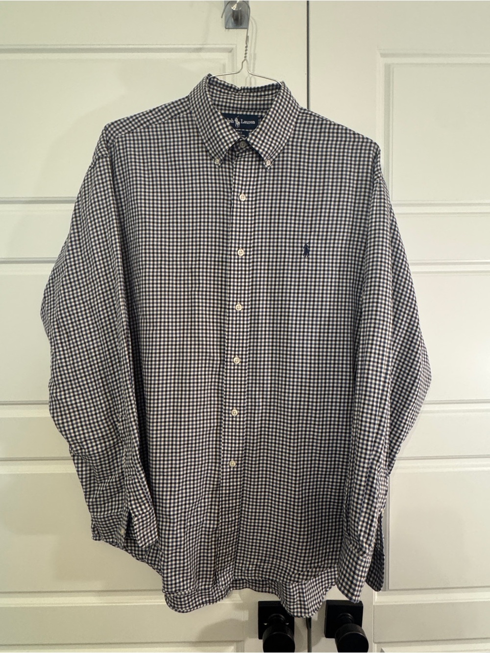 Ralph Lauren Men’s Blake Navy and Black Gingham Button-Down Shirt-Large